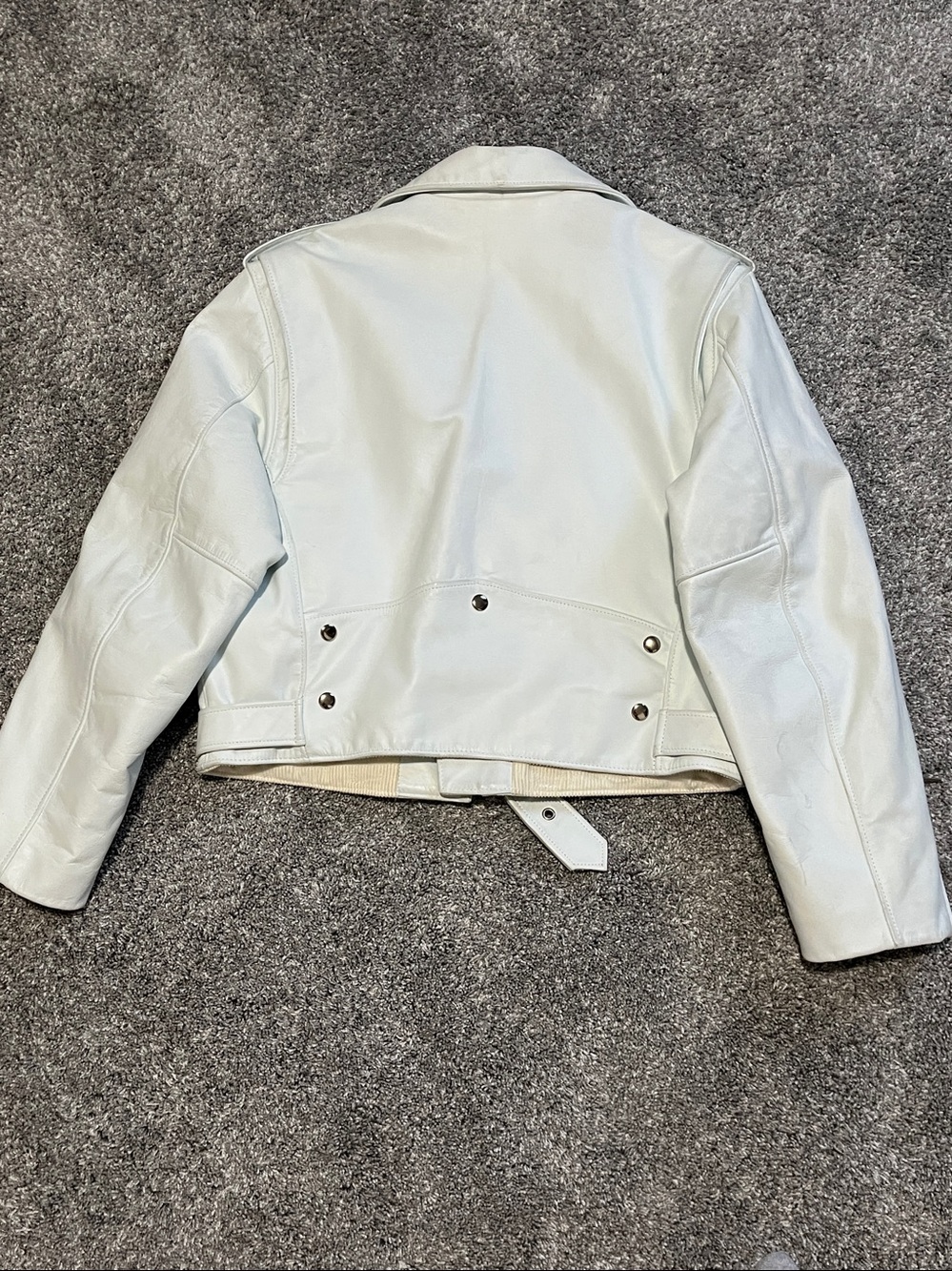 Calvin Klein Leather Moto Jacket Women’s Size Large White Motorcycle - Picture 4 of 10